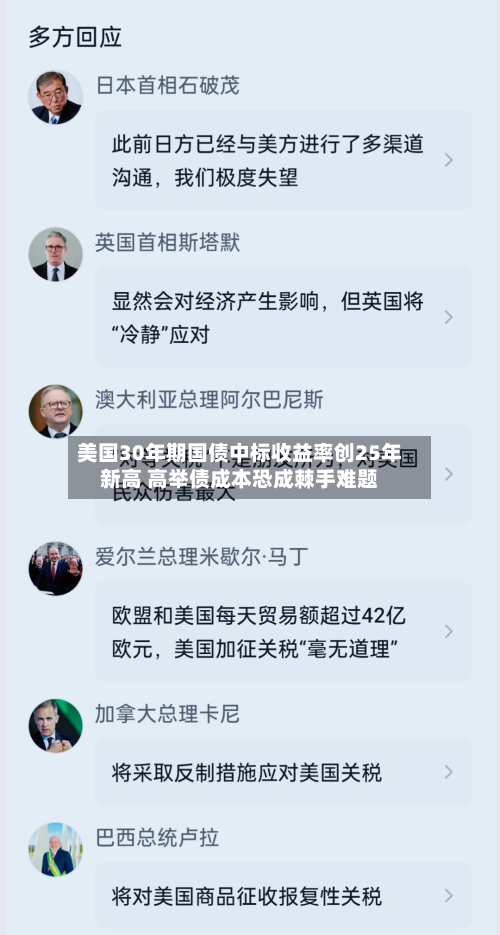美国30年期国债中标收益率创25年新高 高举债成本恐成棘手难题-第2张图片