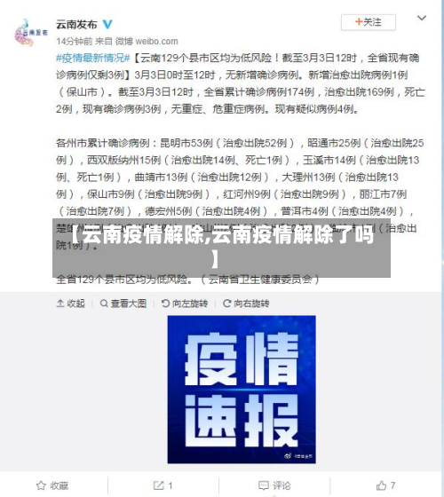 【云南疫情解除,云南疫情解除了吗】