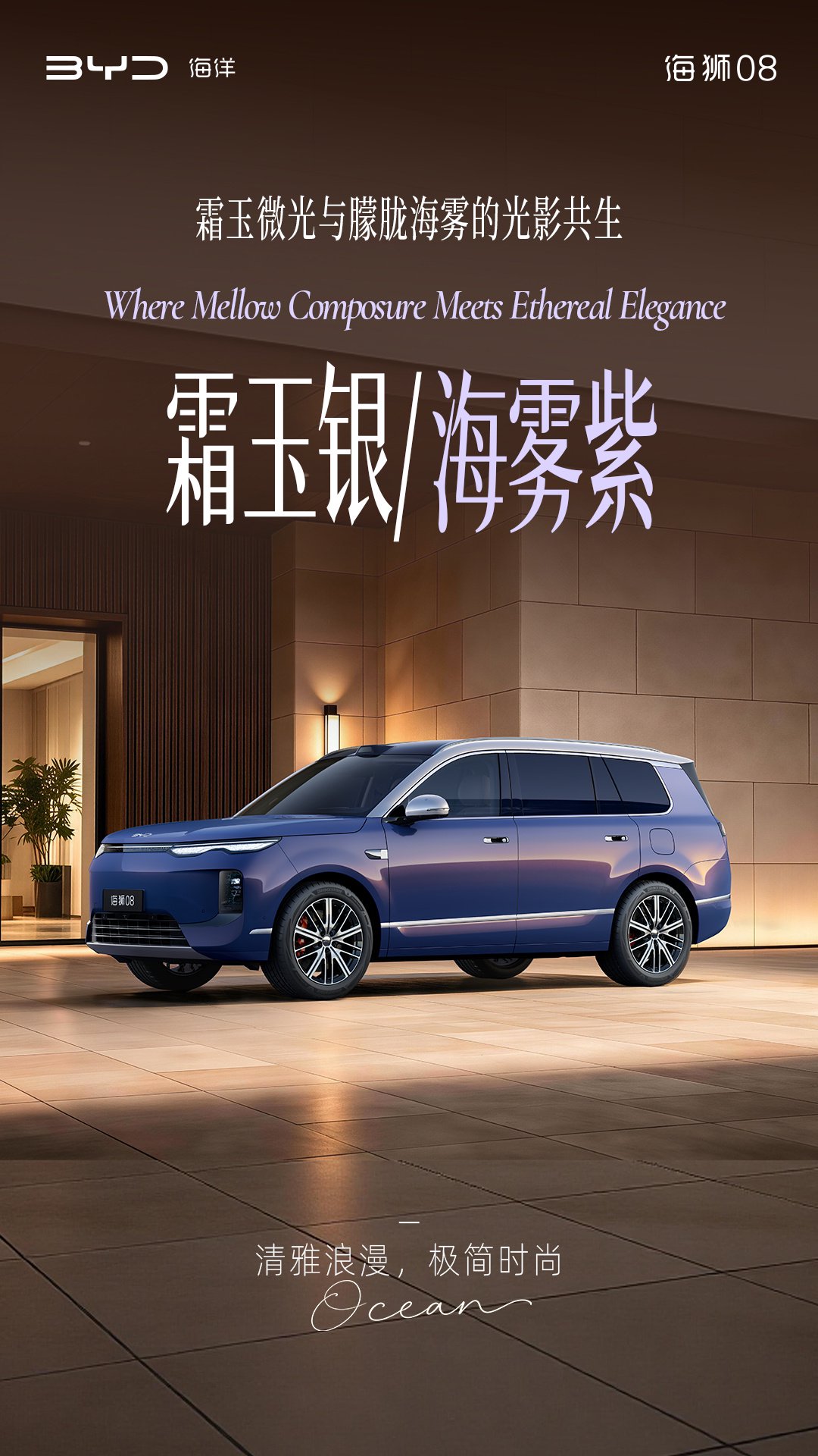 定位海洋旗舰 SUV，比亚迪公布海狮 08 多款高定车色